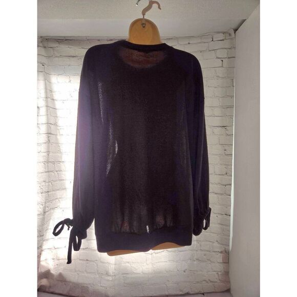 DG2 by Diane Gilman Women's Size Large Hi-Lo Black Lightweight Sweater - Picture 3 of 5